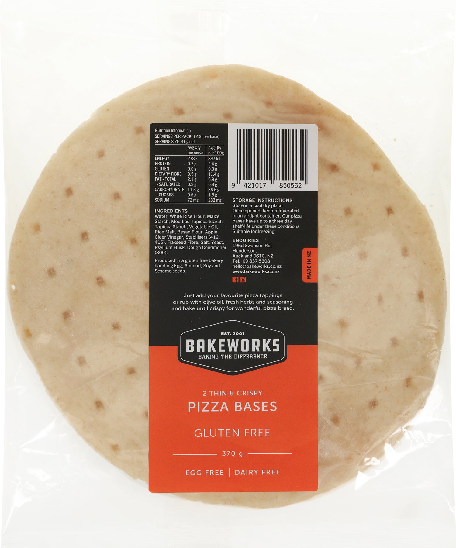 Plain Pizza 10&quot; Base - 2 Pack 370g